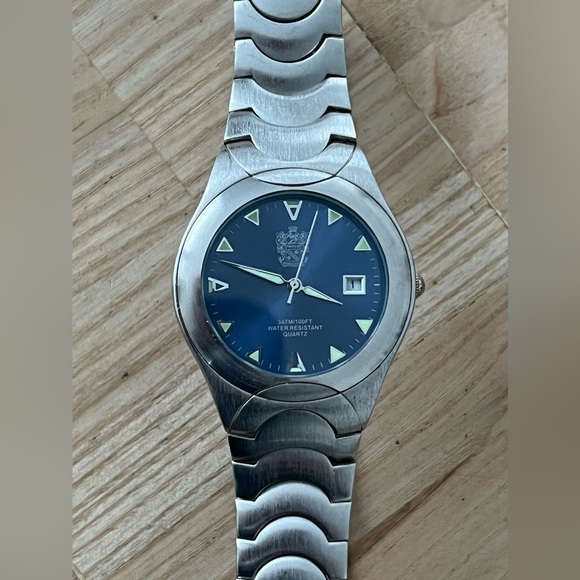 Paolo Gucci Rare Designer Watch Blue Dial Date Window Stainless Case Bracelet - Picture 5 of 14